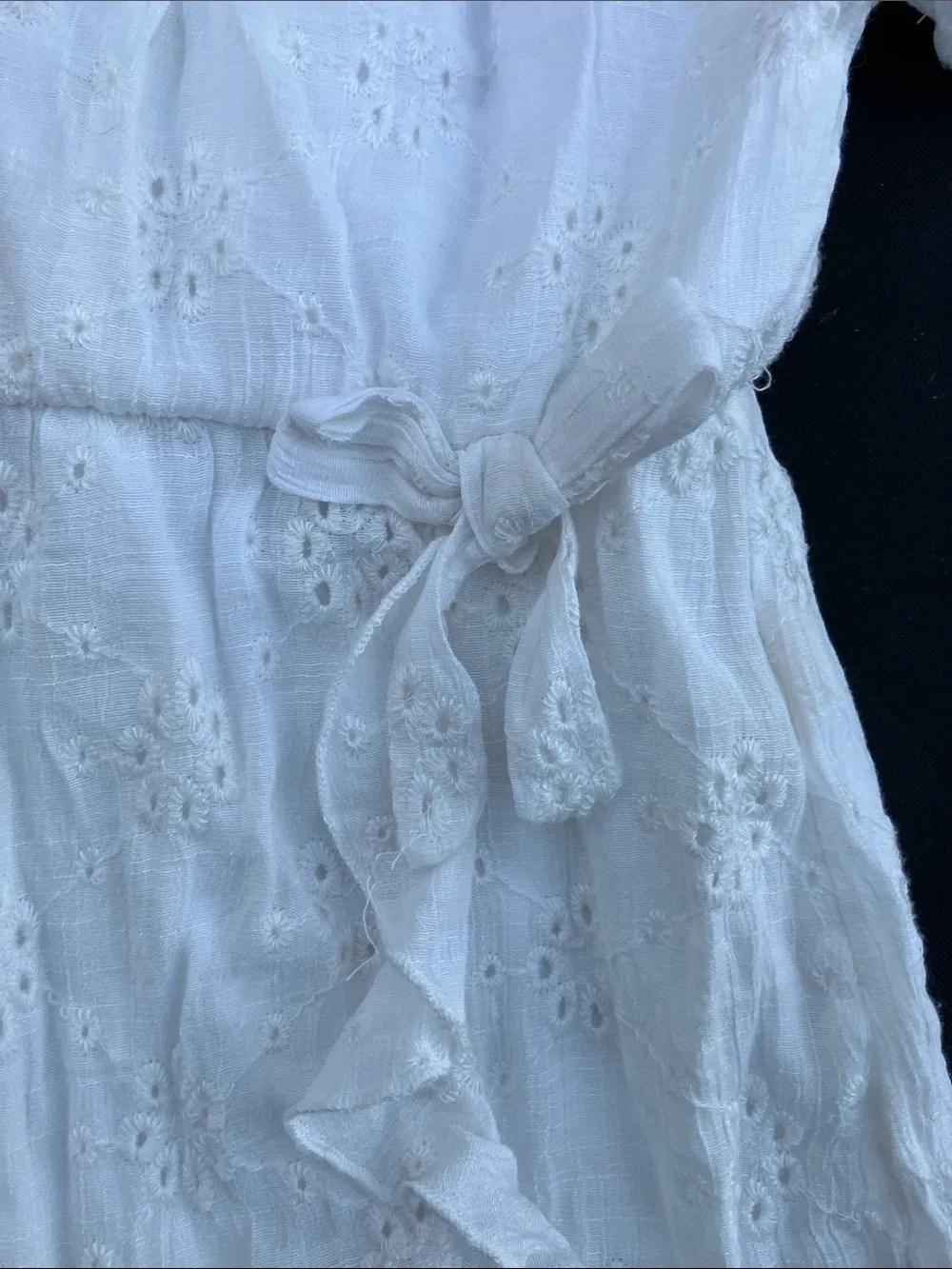 Heart and arrow off shoulder eyelet dress with bow 6X